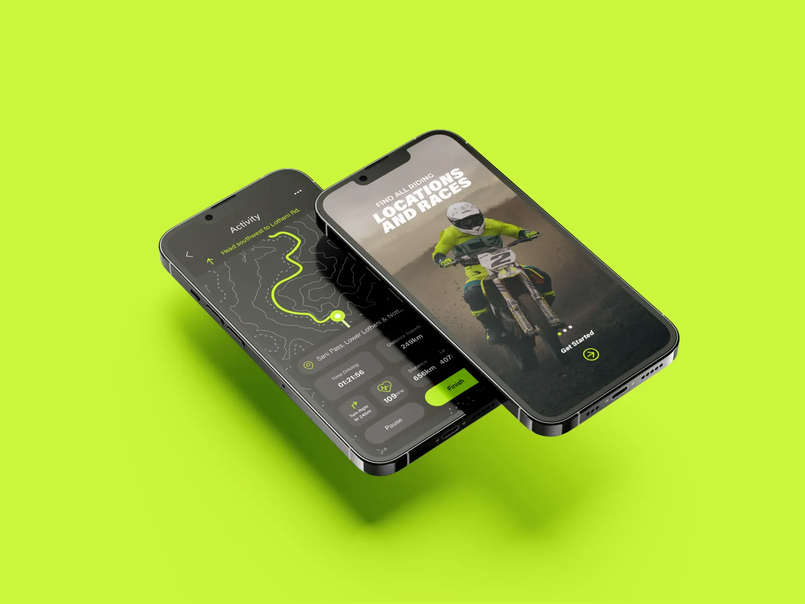 The Dirtanian app on two phones